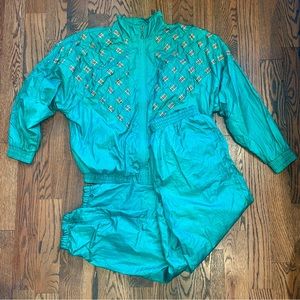 Vintage Tracksuit in Teal Green Sz M